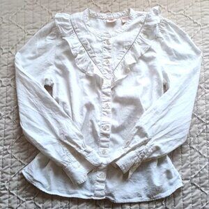 100% Cotton Levi’s White Ruffle Blouse - Western/Cowgirl style (XS)
